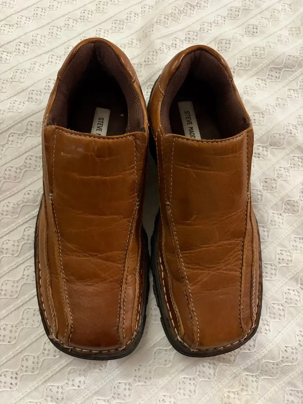Steve Madden P Maddox Men's Brown Leather Slip On Loafers Size 9.5